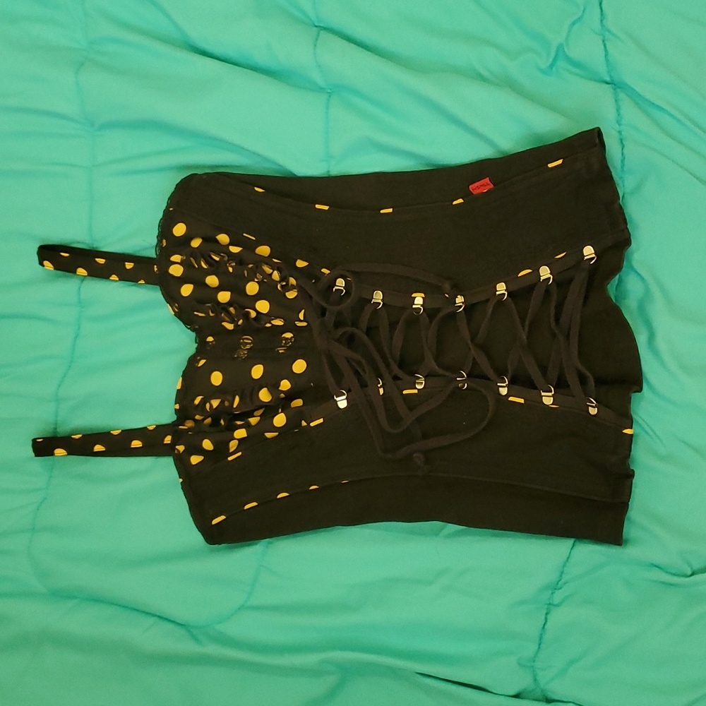 Tripp NYC Corset size XS w/ Yellow Polka  Dot Pattern.